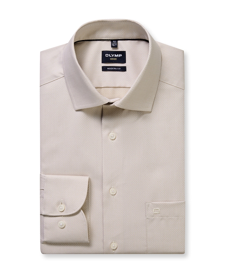 Heren overhemd lange mouw beige