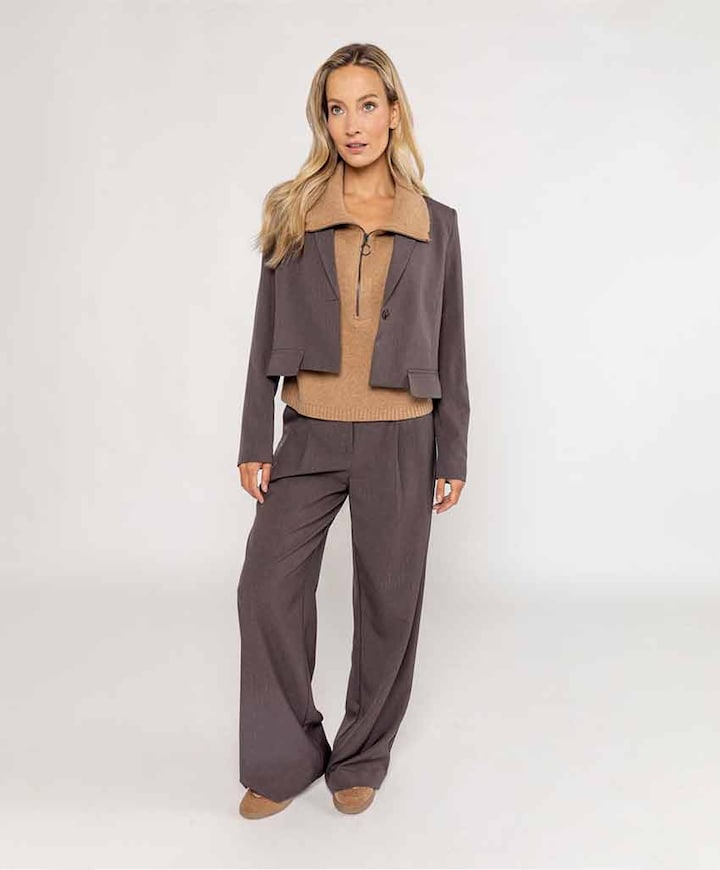 Stripe dames broek bruin