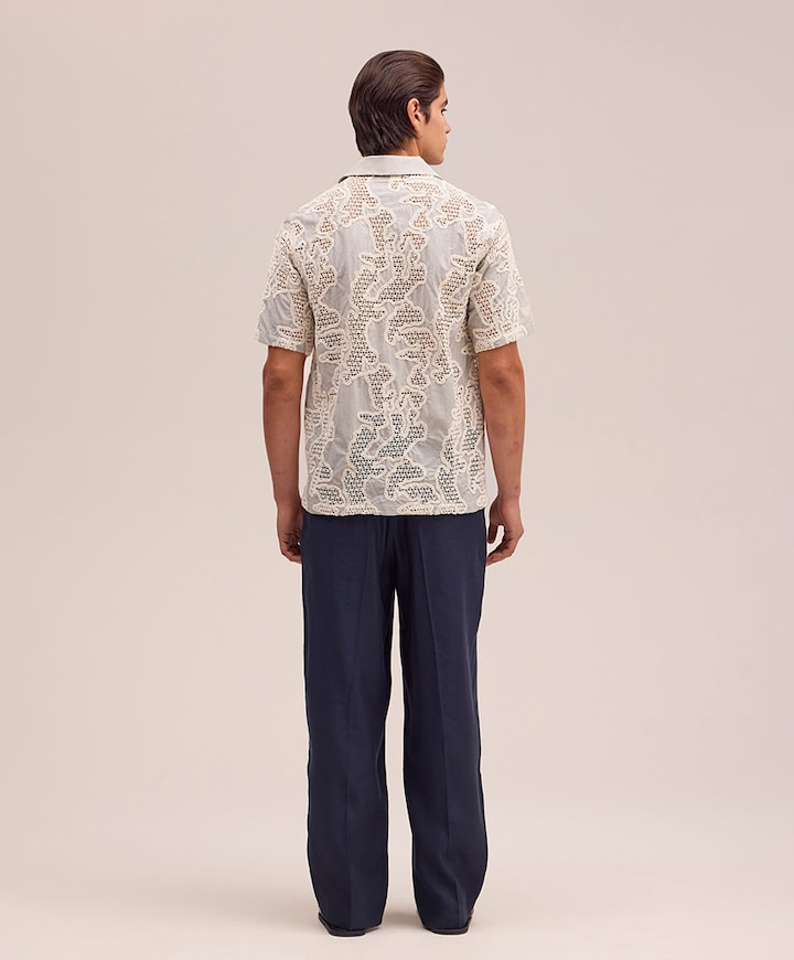 Heren overhemd korte mouw grijs