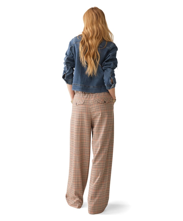 Check goji berry dames broek bruin