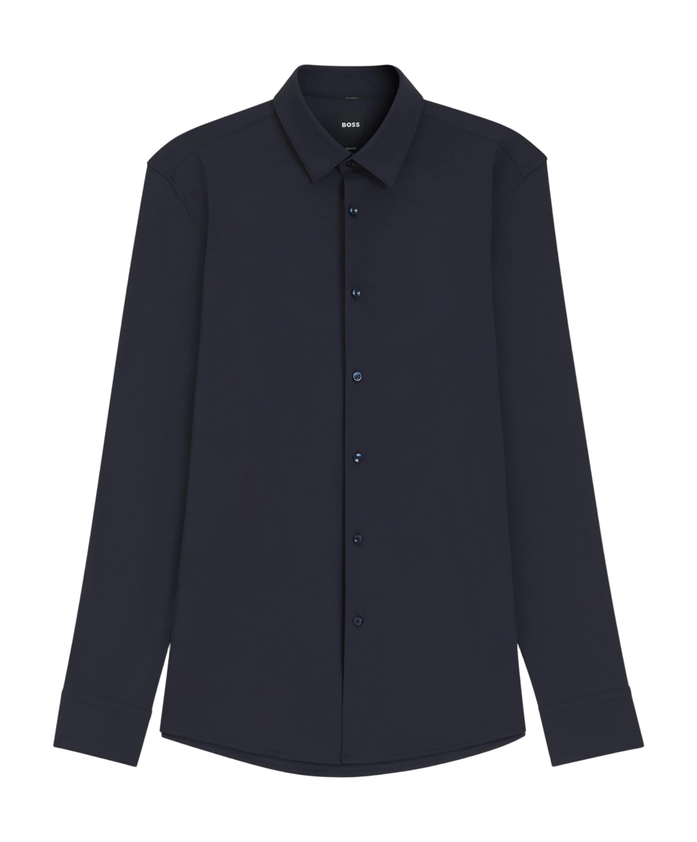 Heren overhemd lange mouw blauw