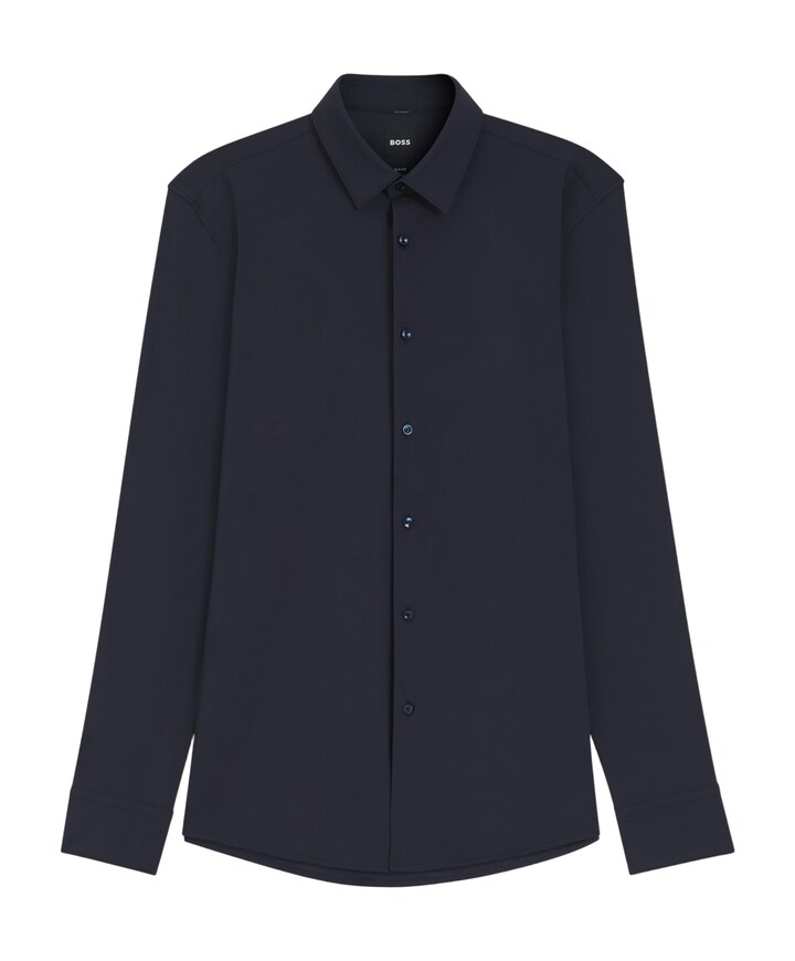 Heren overhemd lange mouw blauw