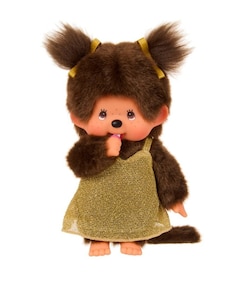 Meisje in gouden glitterjurk 20 cm