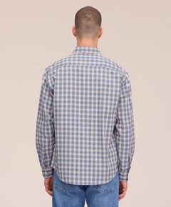 Heren overhemd lange mouw blauw
