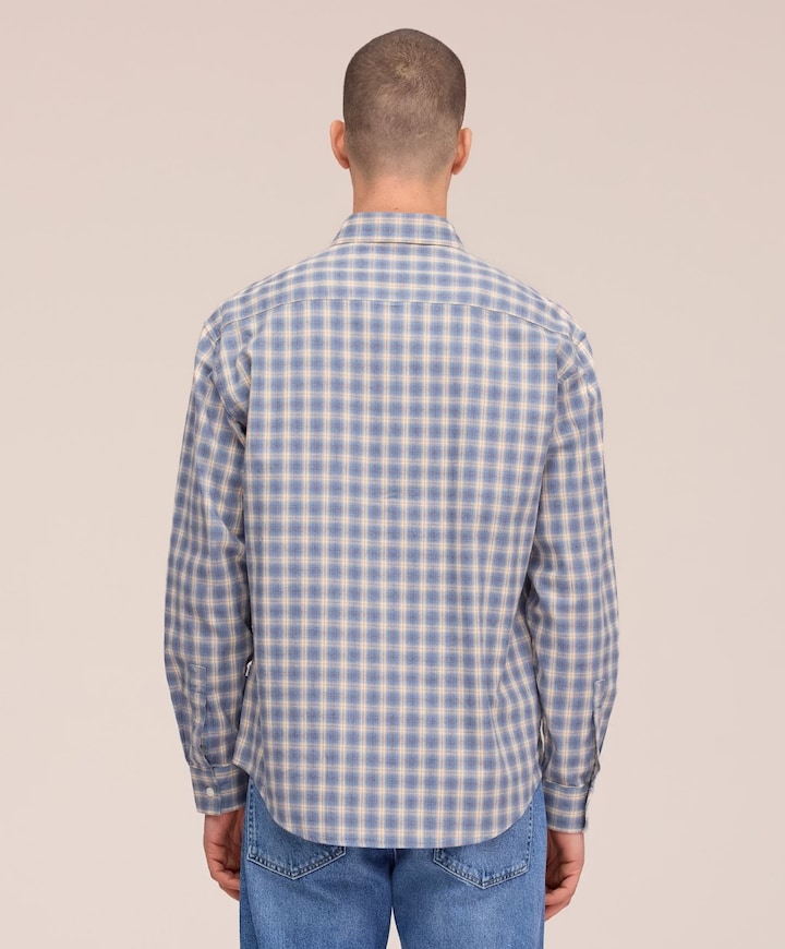 Heren overhemd lange mouw blauw