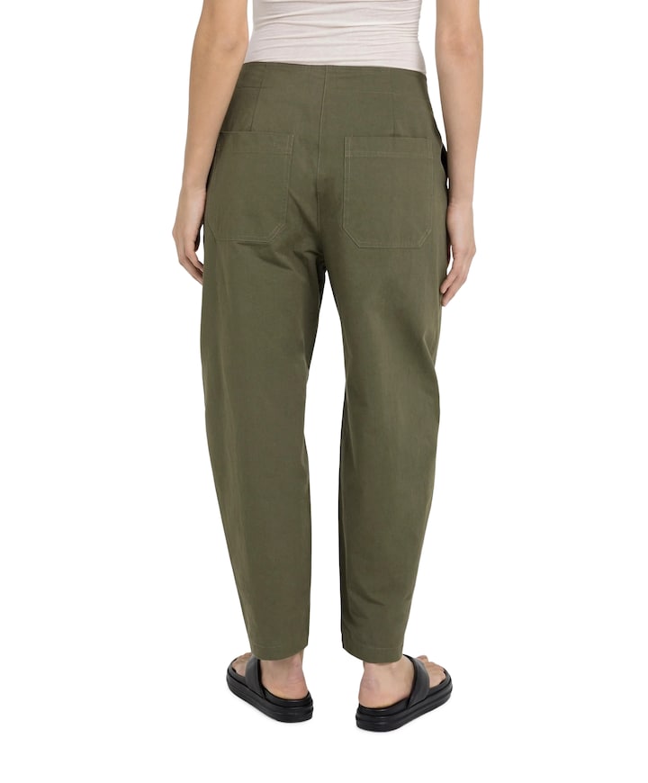 High waist barrel leg dames broek groen