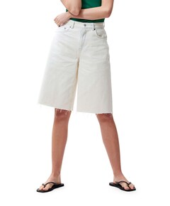 Loose fit bleached bermuda ecru