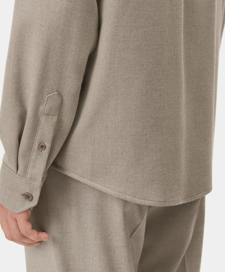 Heren overhemd lange mouw beige