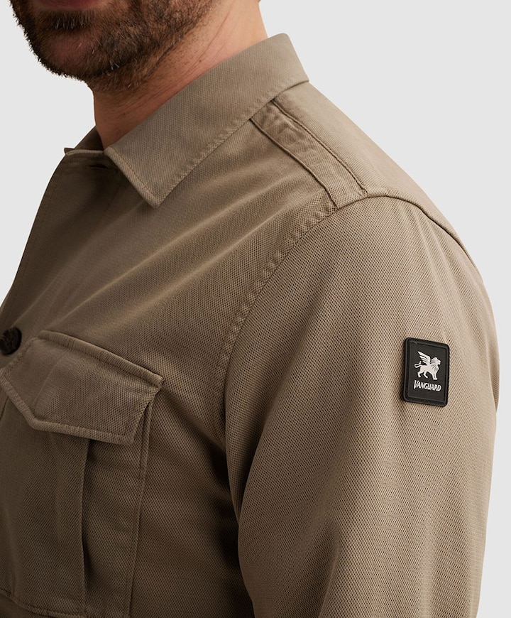 Heren overhemd lange mouw bruin