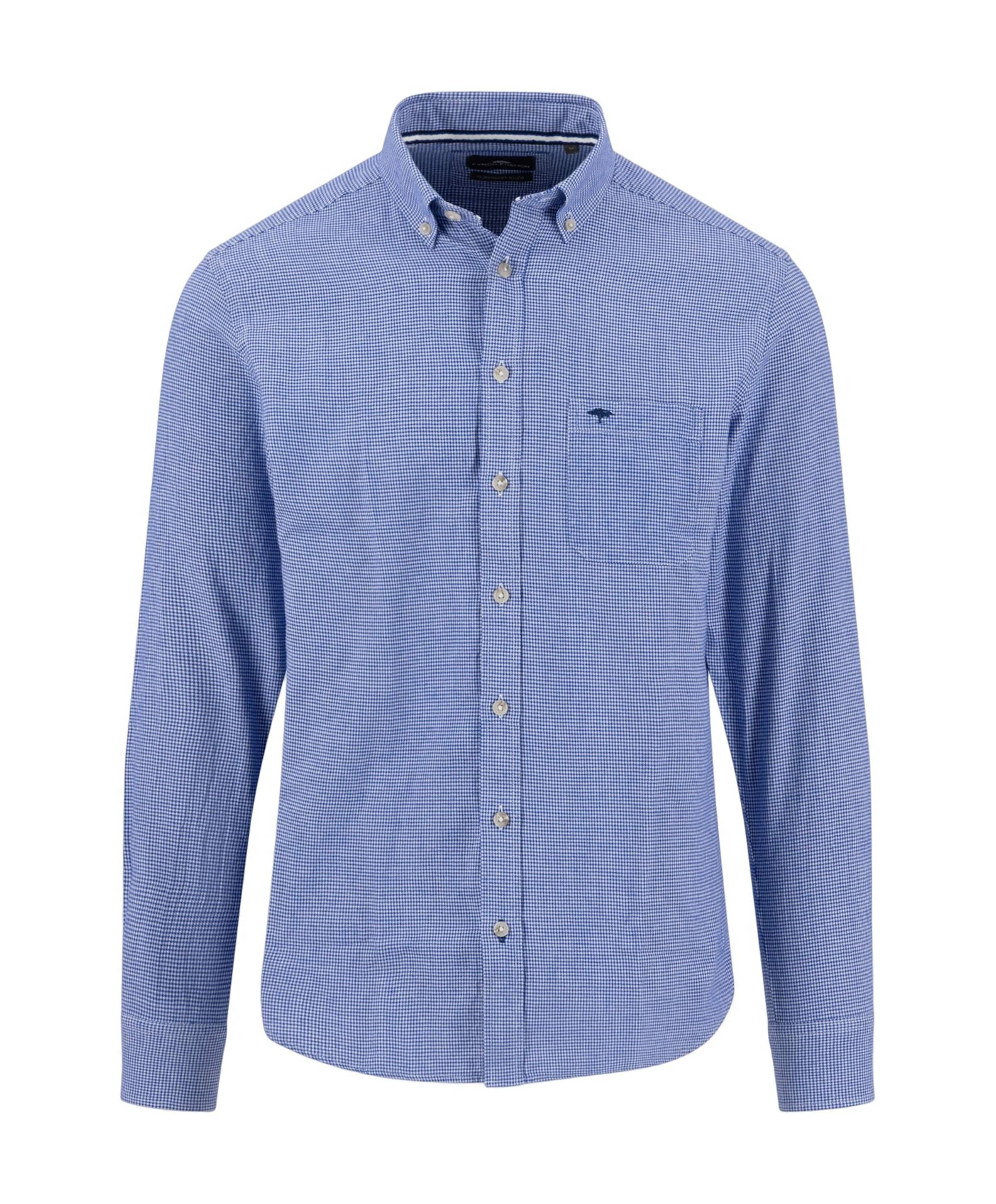 Heren overhemd lange mouw blauw