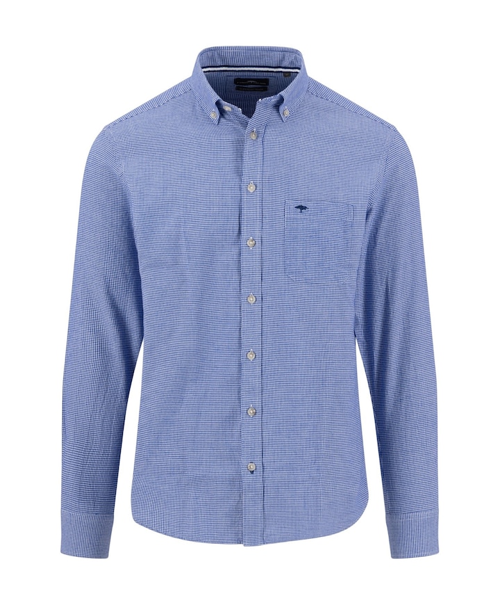 Heren overhemd lange mouw blauw