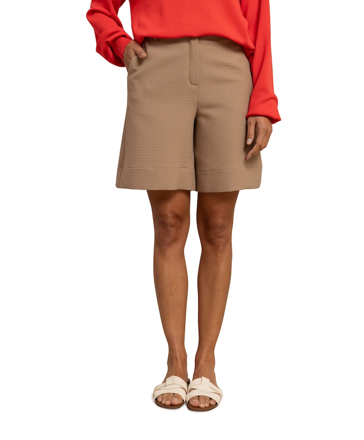 Mascha waffle dames korte broek beige