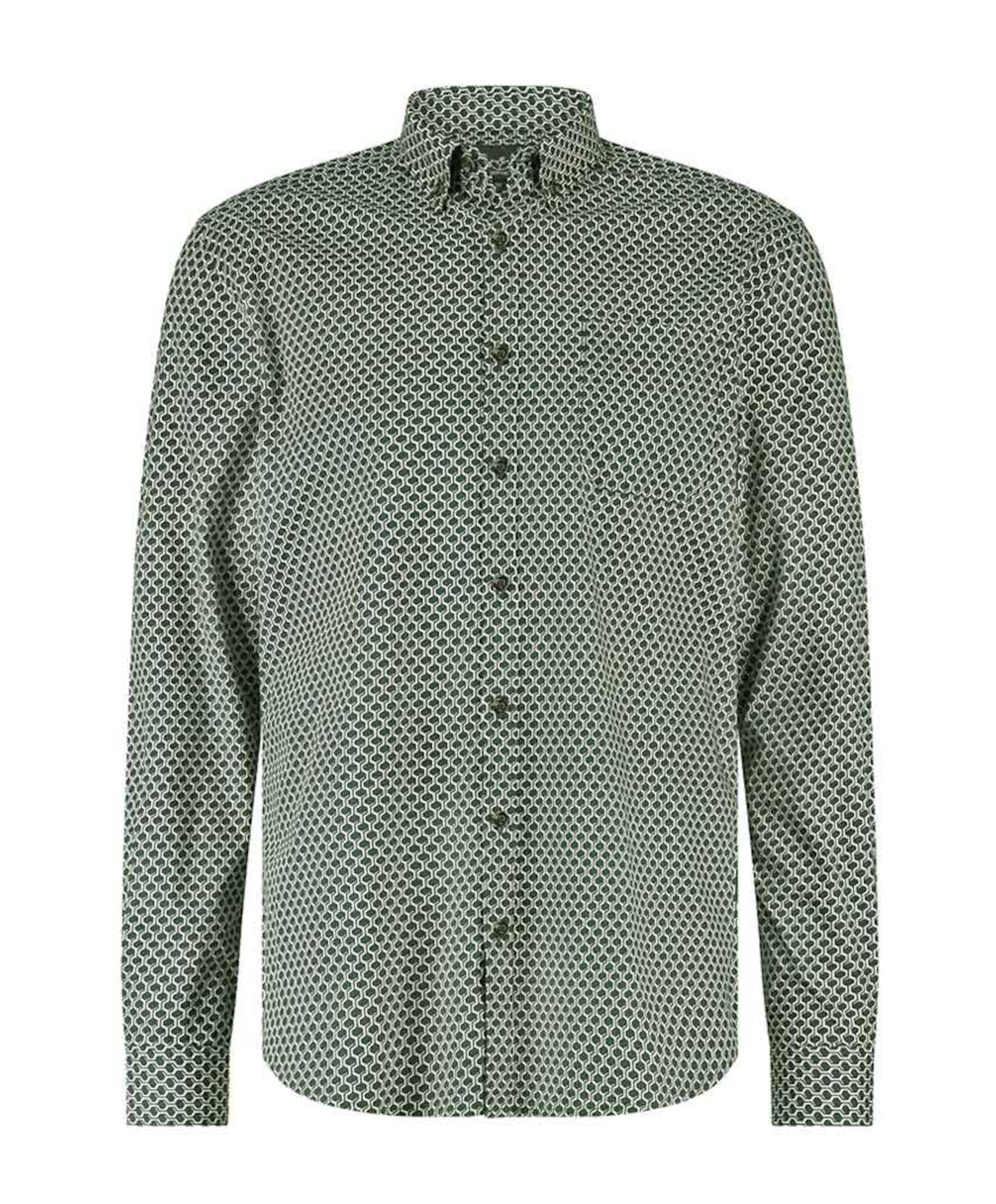 Heren overhemd lange mouw groen