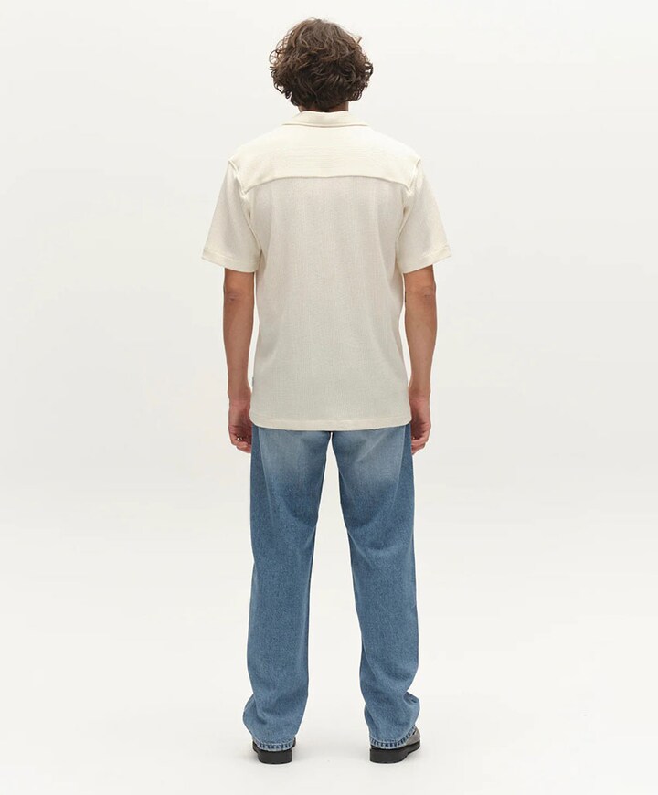 Heren overhemd korte mouw ecru