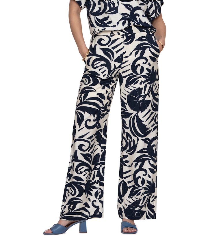 Naive flower dames broek blauw