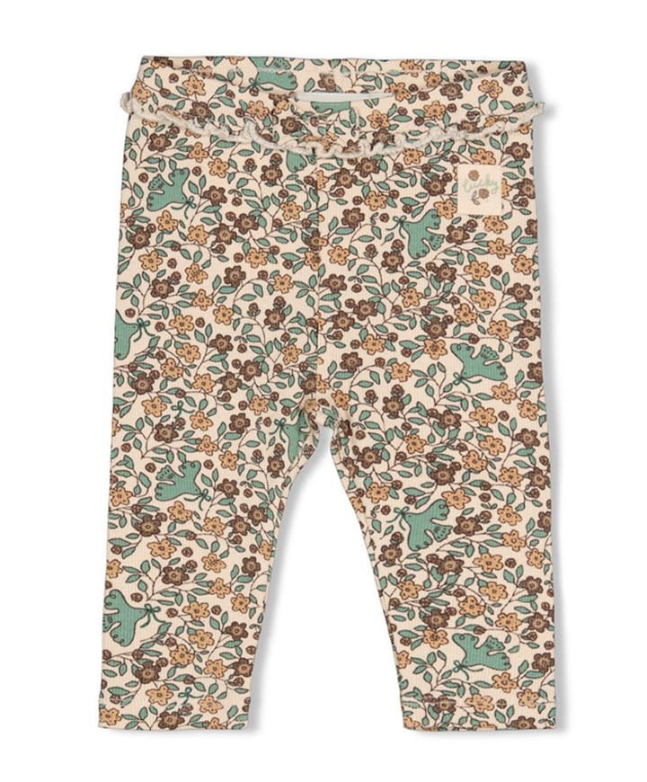 Legging rib AOP meisjes broek ecru