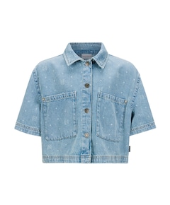 Meisjes blouse korte mouw blauw