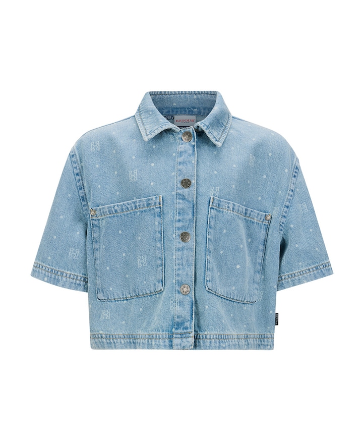 Meisjes blouse korte mouw blauw