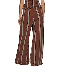 wide leg jogger stripes dames broek bruin