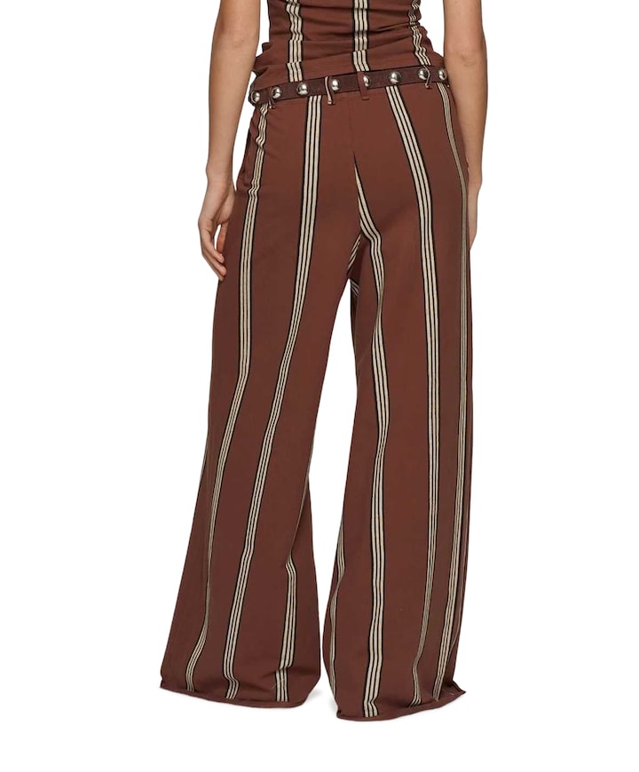 wide leg jogger stripes dames broek bruin