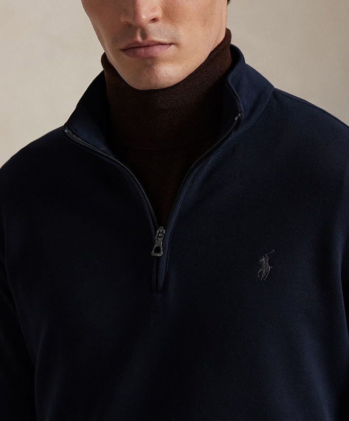 Heren trui met rits blauw