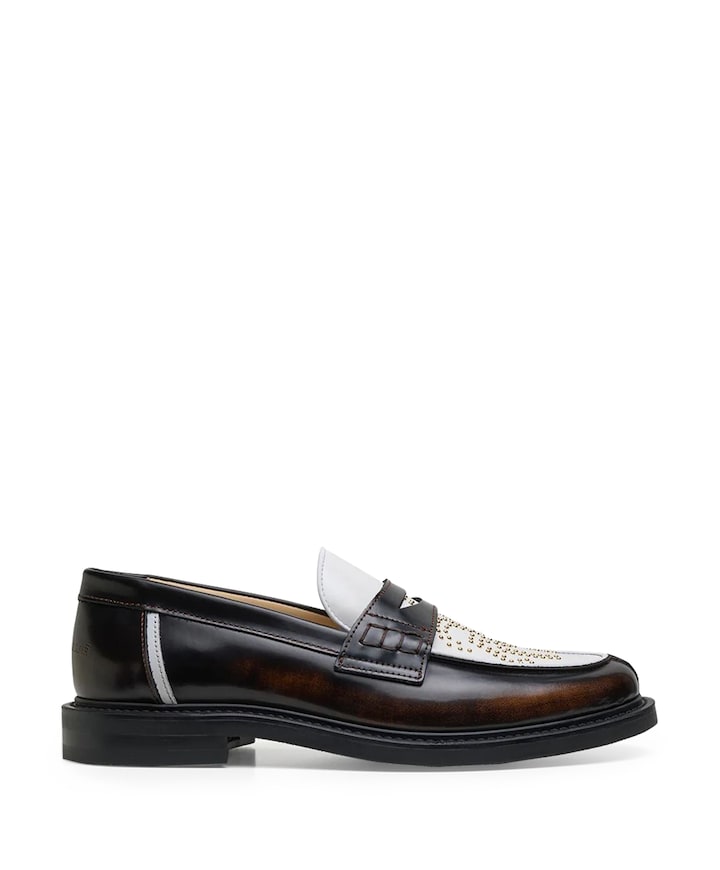 Gowtu Studs dames loafers bruin