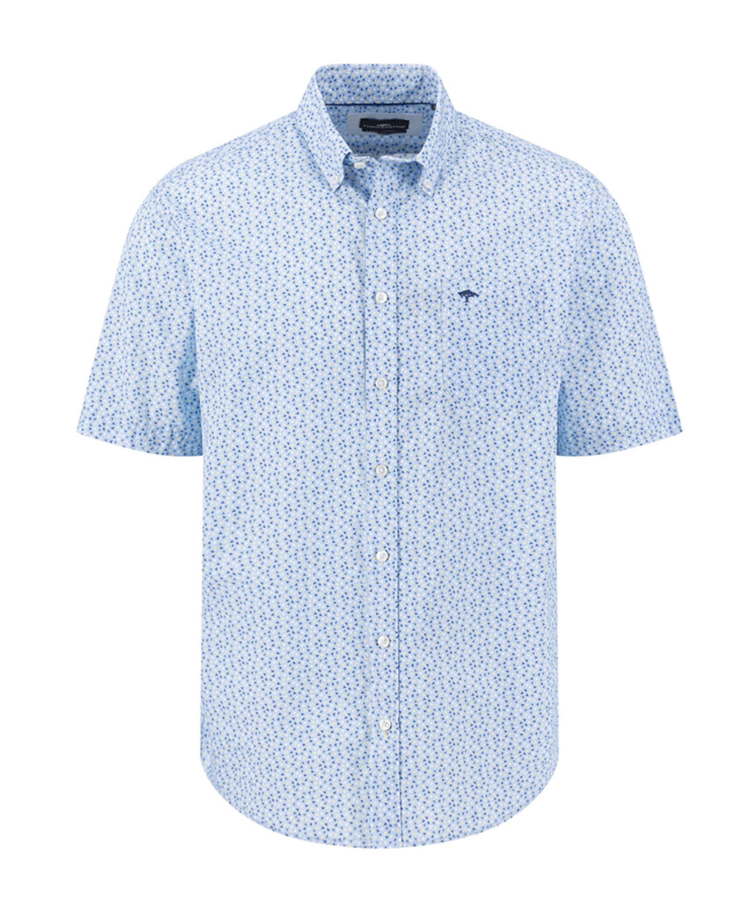 Heren overhemd korte mouw blauw