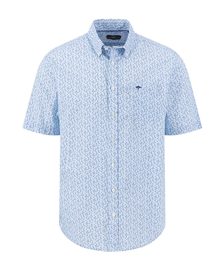 Heren overhemd korte mouw blauw