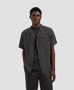 Heren overhemd korte mouw grijs