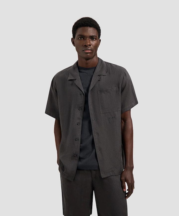 Heren overhemd korte mouw grijs