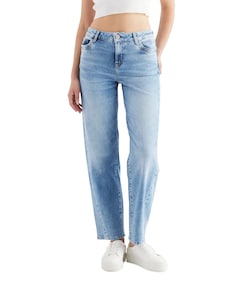cropped balloon dames jeans blauw
