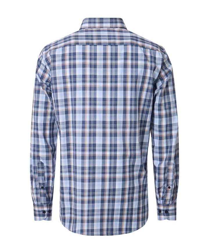 Heren overhemd lange mouw blauw