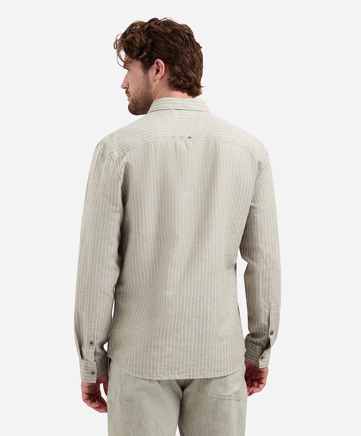 Heren overhemd lange mouw beige