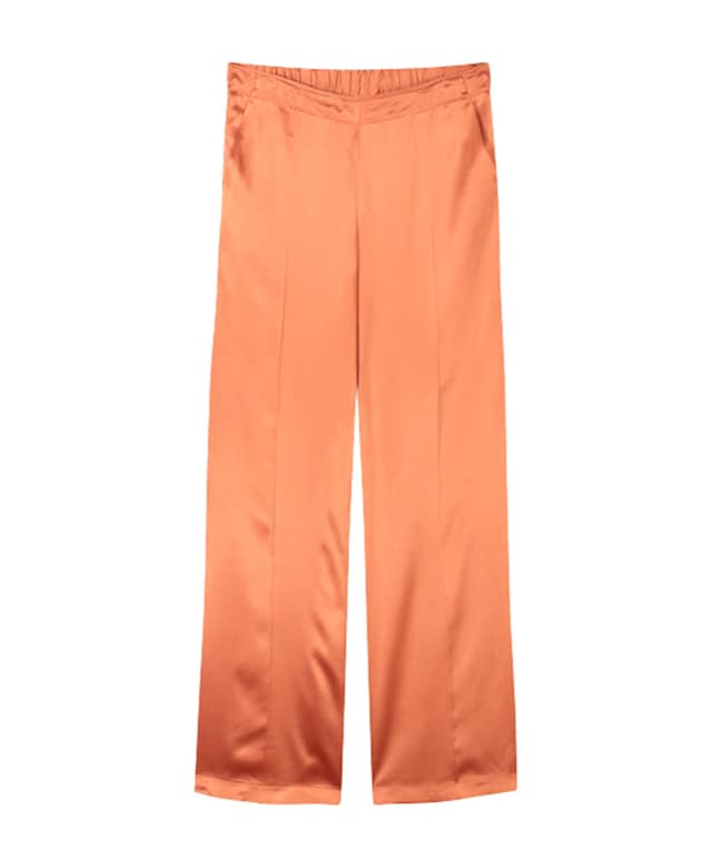 QUINTY: Trousers satin viscose broek oranje