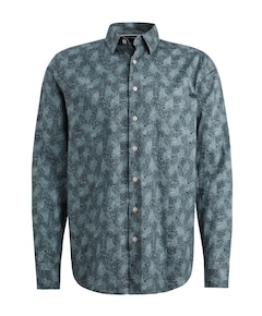 Heren overhemd lange mouw blauw