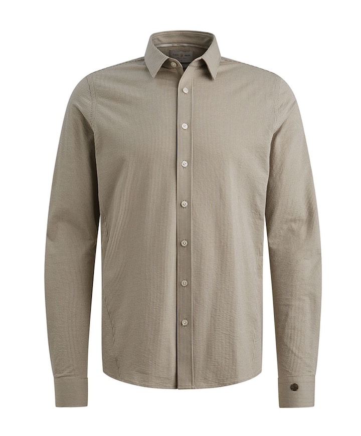 Heren overhemd lange mouw grijs