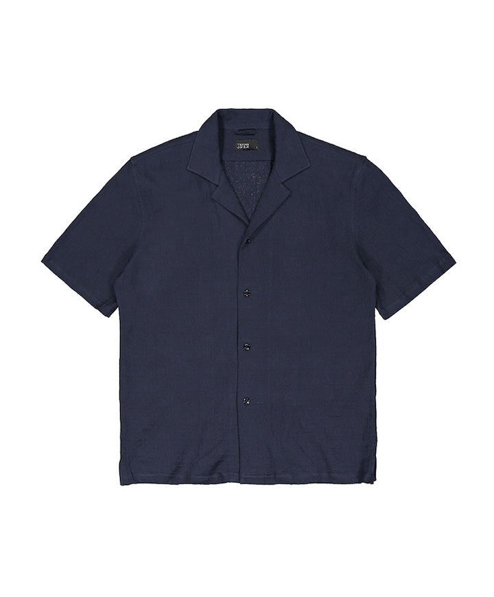 Heren overhemd korte mouw blauw