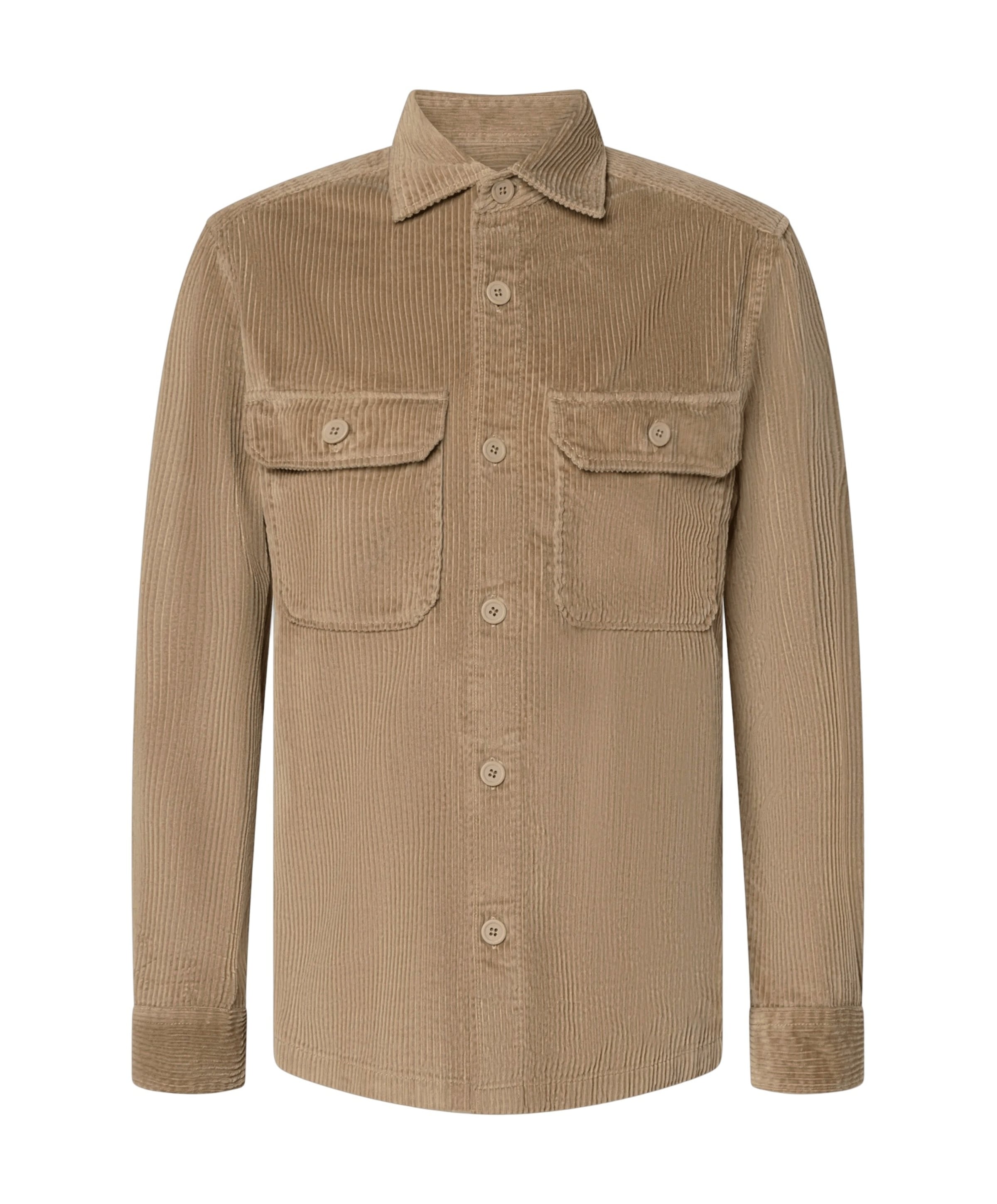 Heren overhemd lange mouw beige
