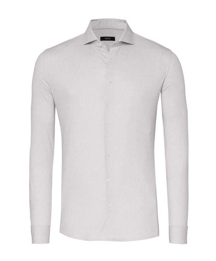 Heren overhemd lange mouw beige