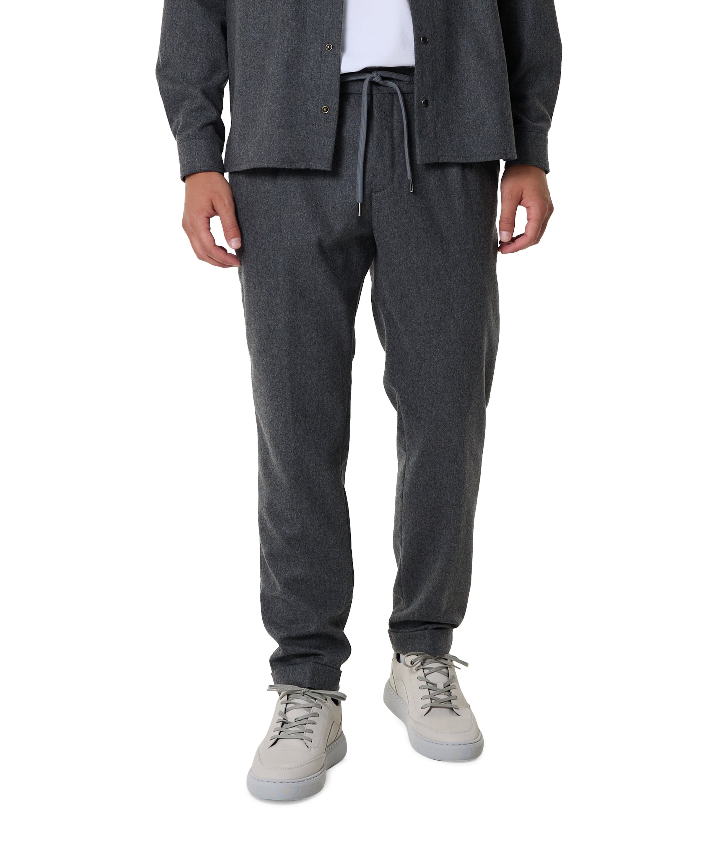 Blended wool drawstring with Shark fin pantalon grijs