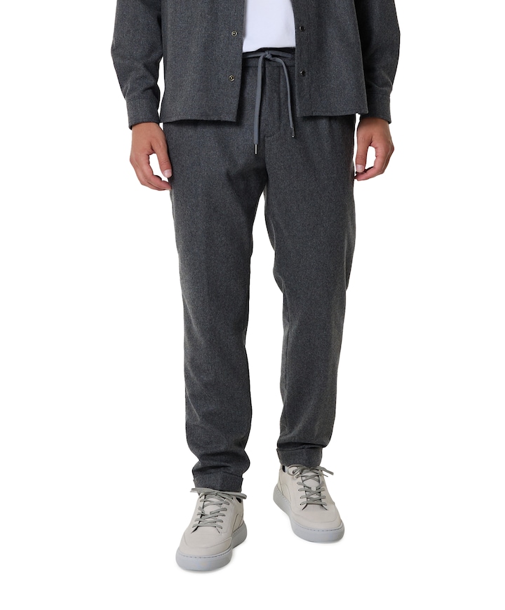 Blended wool drawstring with Shark fin pantalon grijs