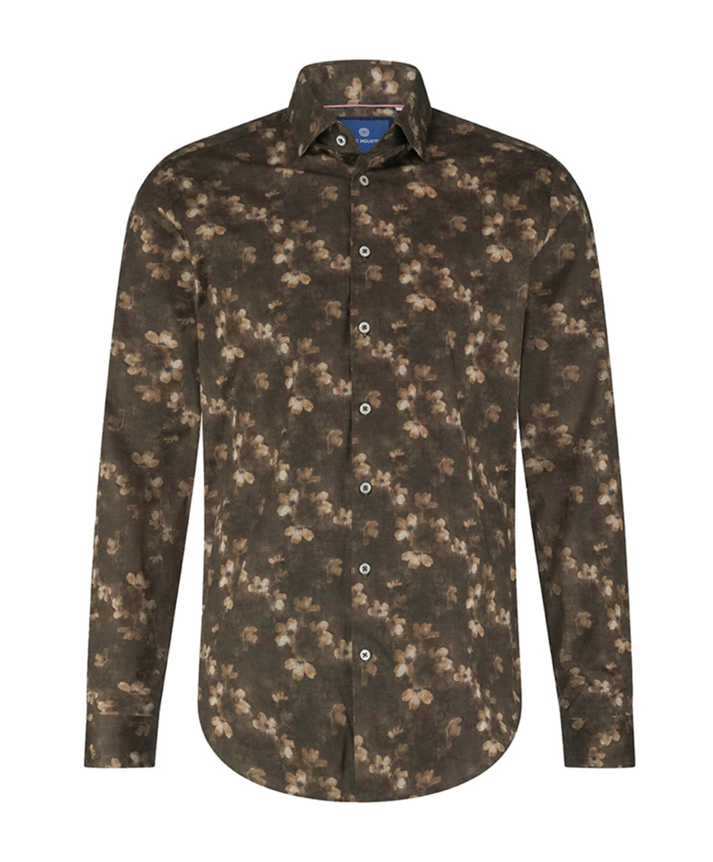 Heren overhemd lange mouw bruin