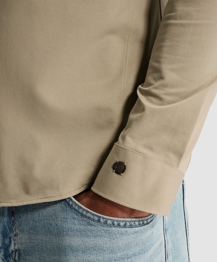 Heren overhemd lange mouw beige