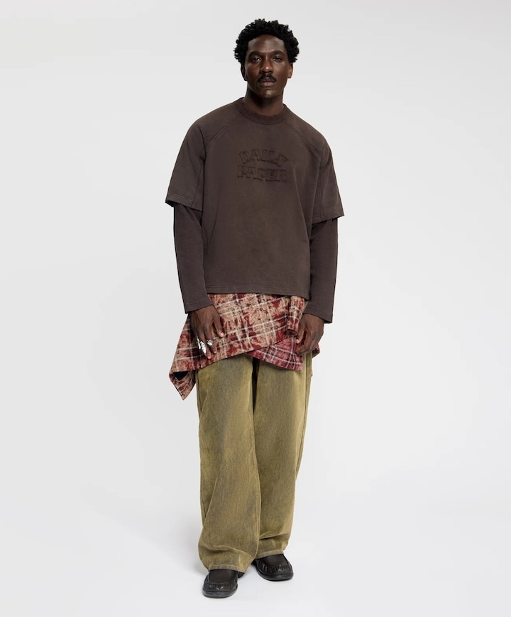 Heren longsleeve bruin