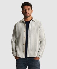 Heren overhemd lange mouw beige