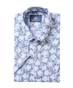 Heren overhemd korte mouw blauw