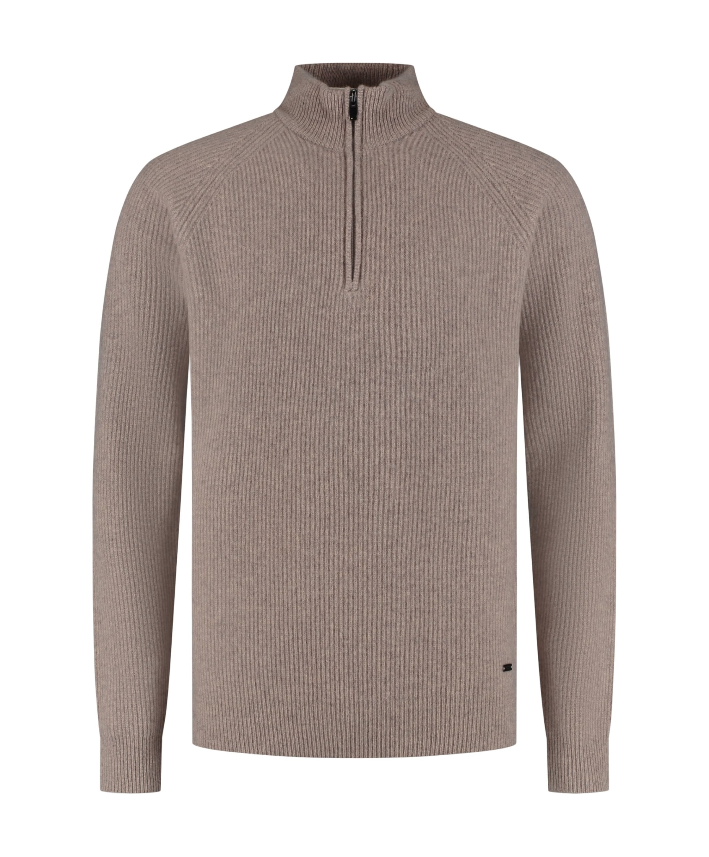 Heren trui met rits beige