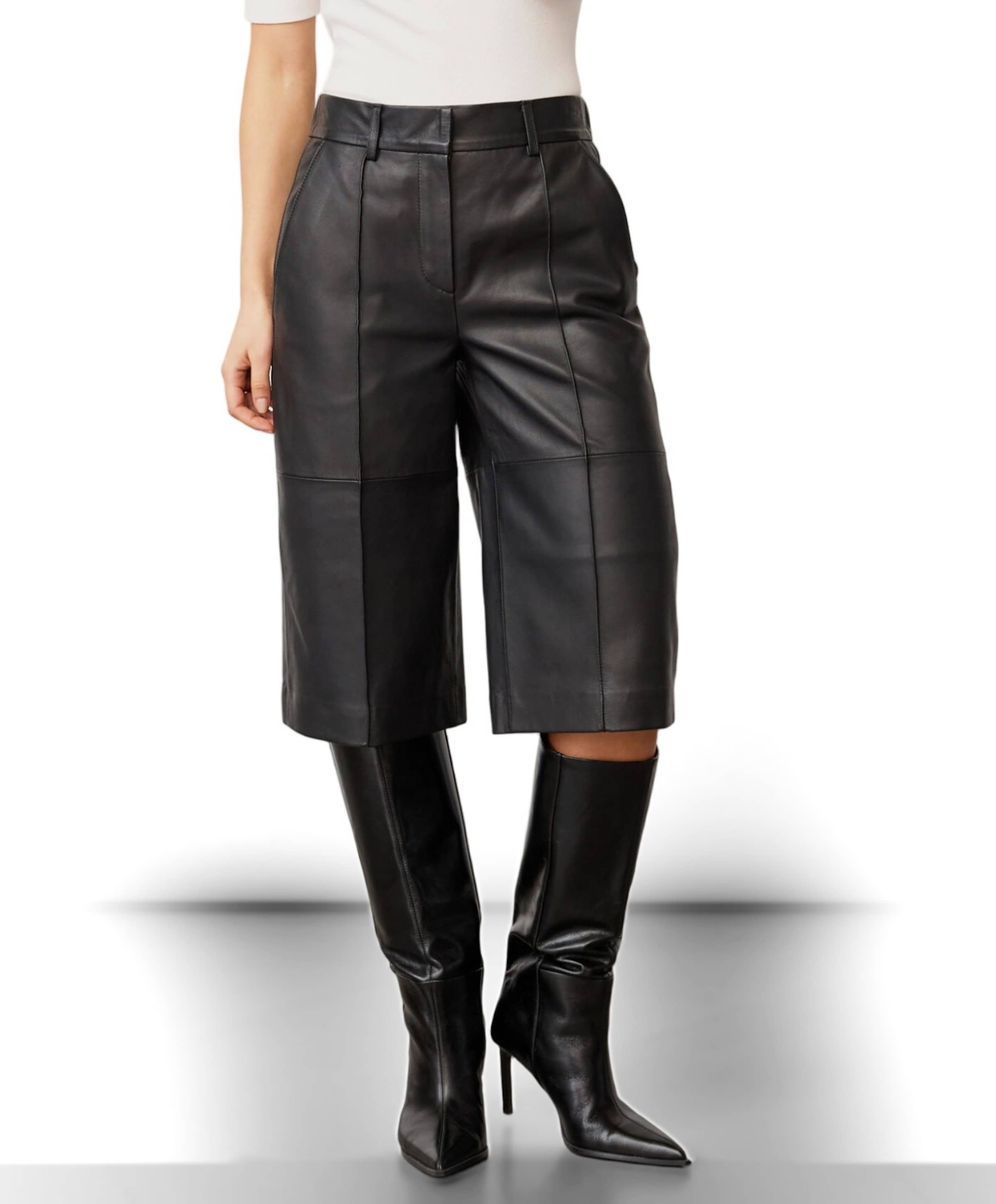 PhoebeCC Long Leather dames bermuda zwart