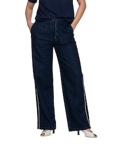 Tape elastic waist dames jeans blauw