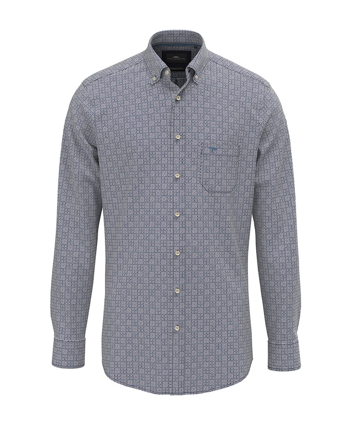 Heren overhemd lange mouw blauw